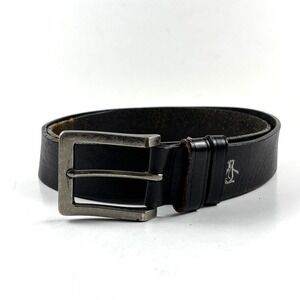 Vtg Original Penguin Belt Mens 40 Black Full Grain Cowhide Leather Buckle